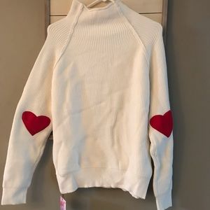 White Chicwish Sweater with Heart eblows